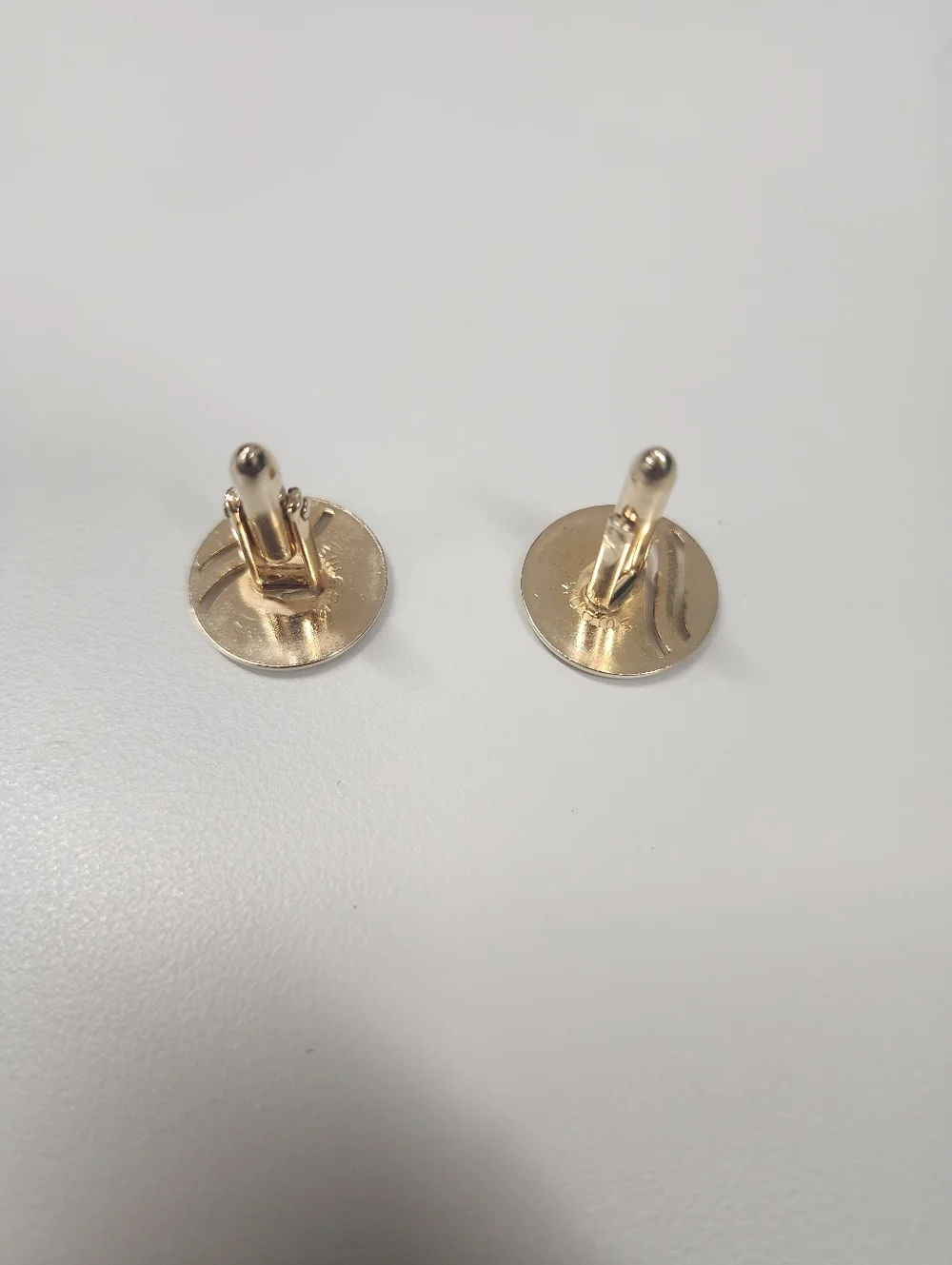 Gold-Tone Round Cuff links with Wave Accent - Men Accessories